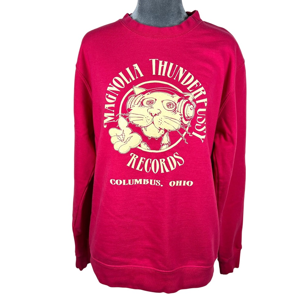 Magnolia Thunderpussy Records Sweatshirt Medium* Pink Columbus OH Graphic 2-Side